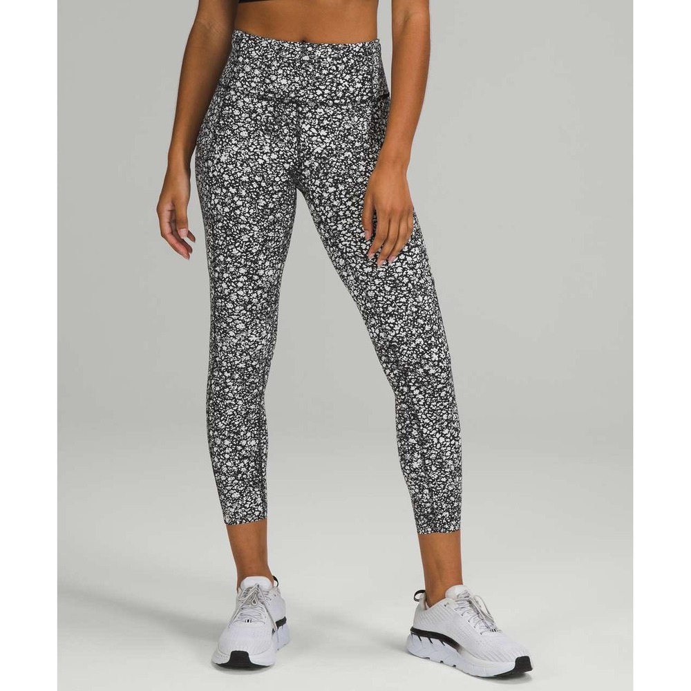 Lululemon Fast and Free High-Rise Tight 25 Nulux Venture Floral White Black 2